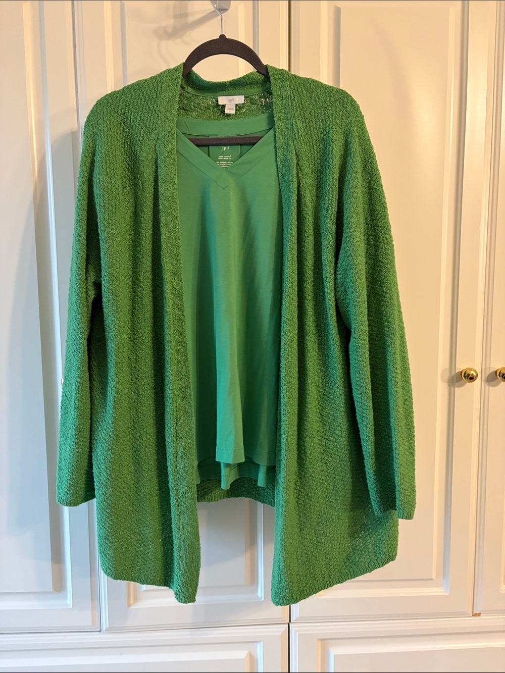 J. Jill Green Bouclé Open-Front Cardigan